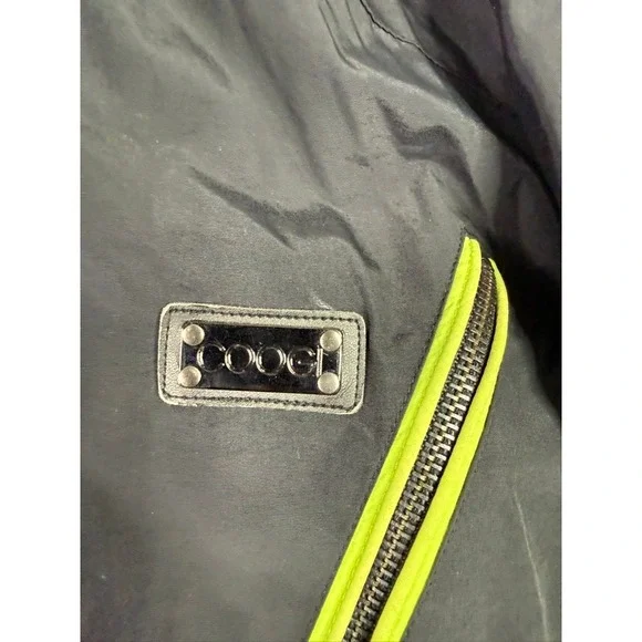 COOGI Bomber Jacket Black Neon Yellow Stripe Logo Patch Mens 6XL
